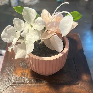 Elegant White and Pink Faux Floral Arrangement